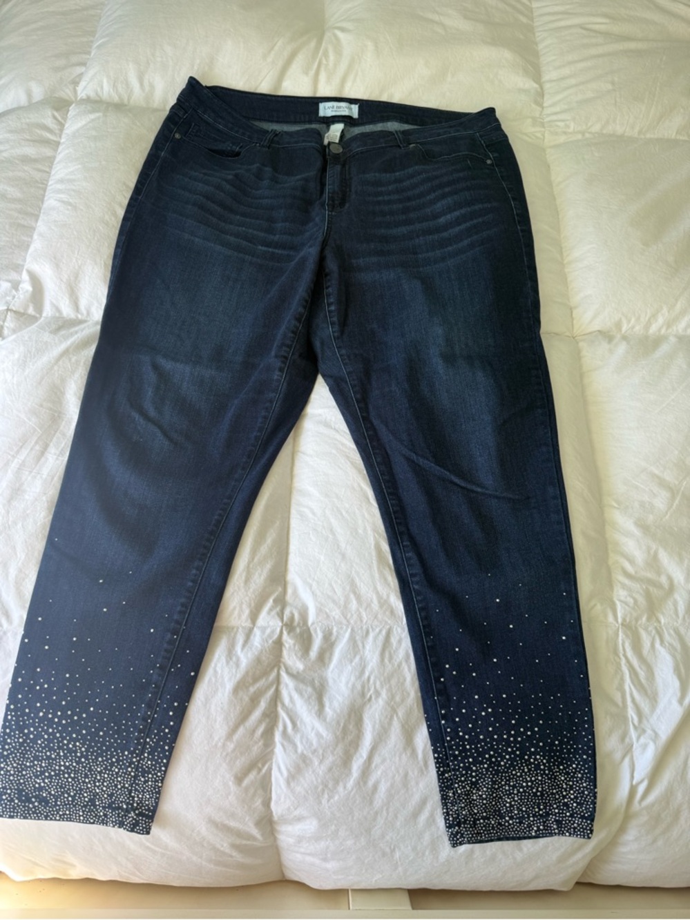 Lane Bryant Mid Rise Super Stretch Skinny Size 18 Jeans with Hem Embellishment